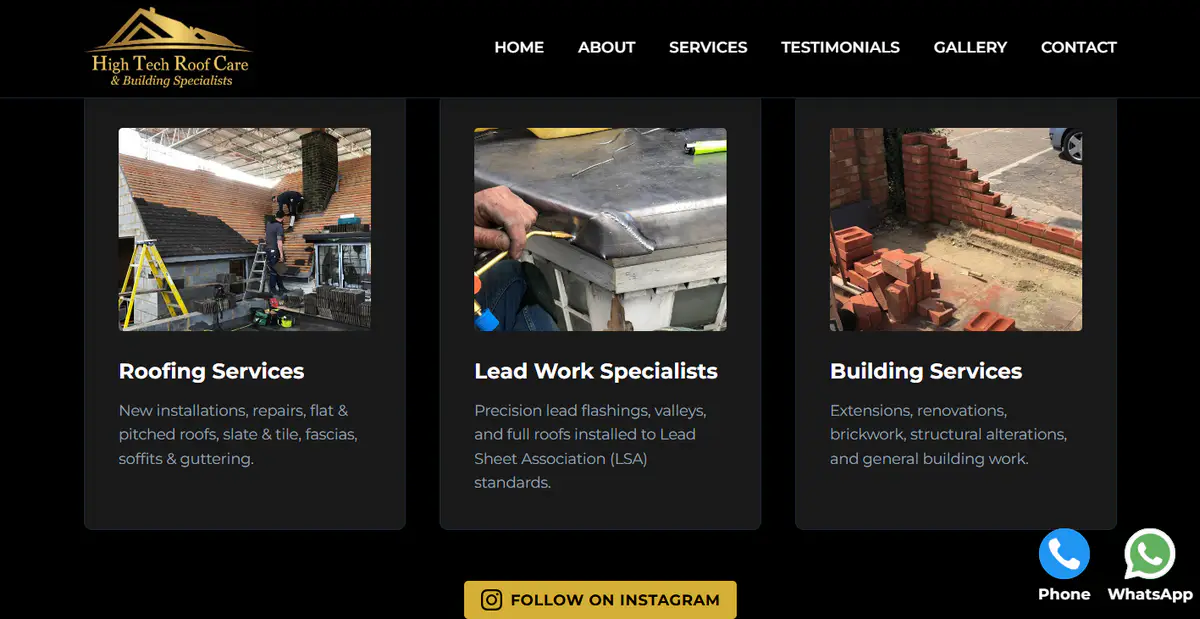High Tech Roof Care Website Preview