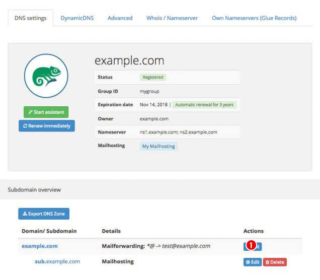 domaindiscount24 IP Address Entry Box
