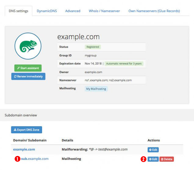 domaindiscount24 Subdomains overview