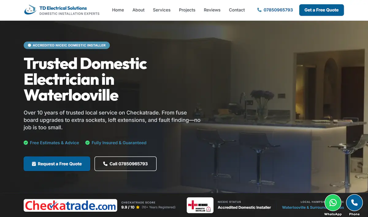 TD Electrical Solutions website preview