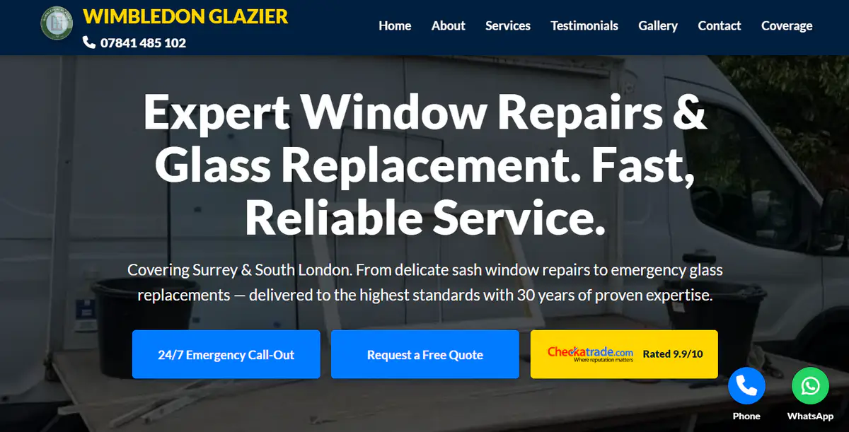 Wimbledon Glazier Website Preview