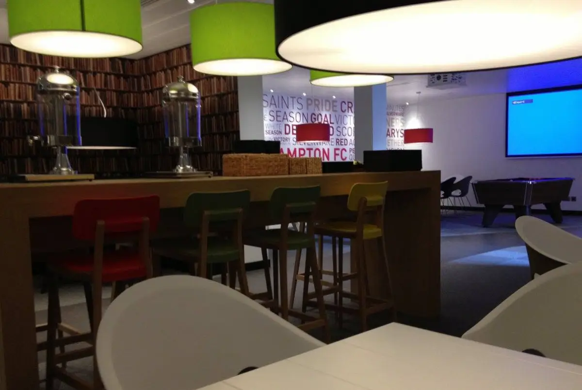 Commercial lighting installation at Southampton FC bar counter