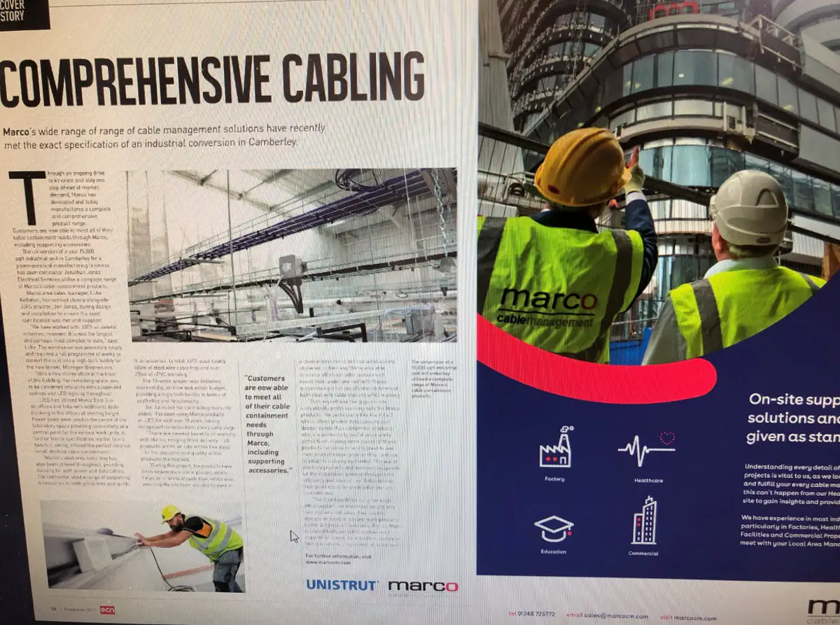 Industrial wiring and overhead cable containment system showcase